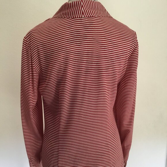 St John Red and White Striped Blouse - Picture 3 of 6